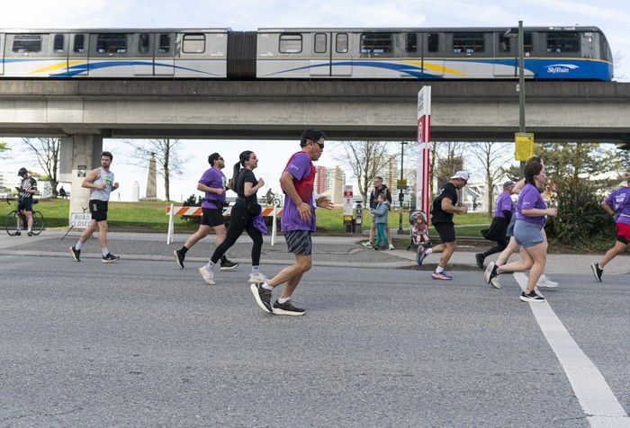 Runners run the course at the 2026 Vancouver Sun Run in Vancouver on April, 19, 2026.