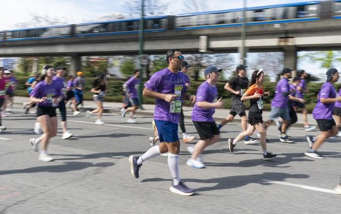 Runners run the course at the 2026 Vancouver Sun Run in Vancouver on April, 19, 2026.