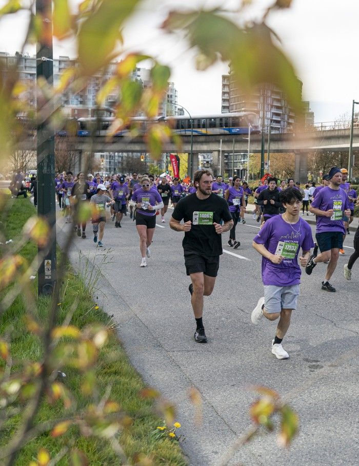 Runners run the course at the 2026 Vancouver Sun Run in Vancouver on April, 19, 2026.