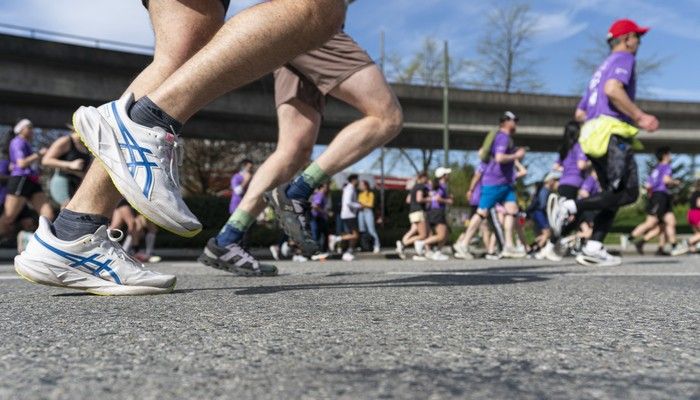 Runners run the course at the 2026 Vancouver Sun Run in Vancouver on April, 19, 2026.