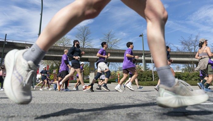 Runners run the course at the 2026 Vancouver Sun Run in Vancouver on April, 19, 2026.