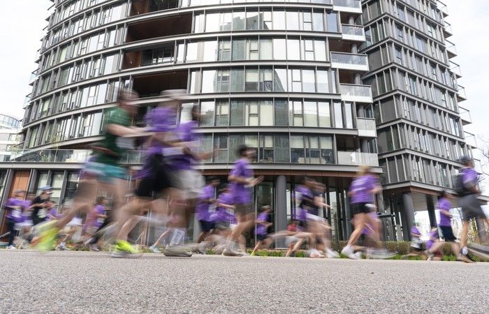 Runners run the course at the 2026 Vancouver Sun Run in Vancouver on April, 19, 2026.