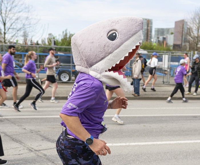 Runners run the course at the 2026 Vancouver Sun Run in Vancouver on April, 19, 2026.