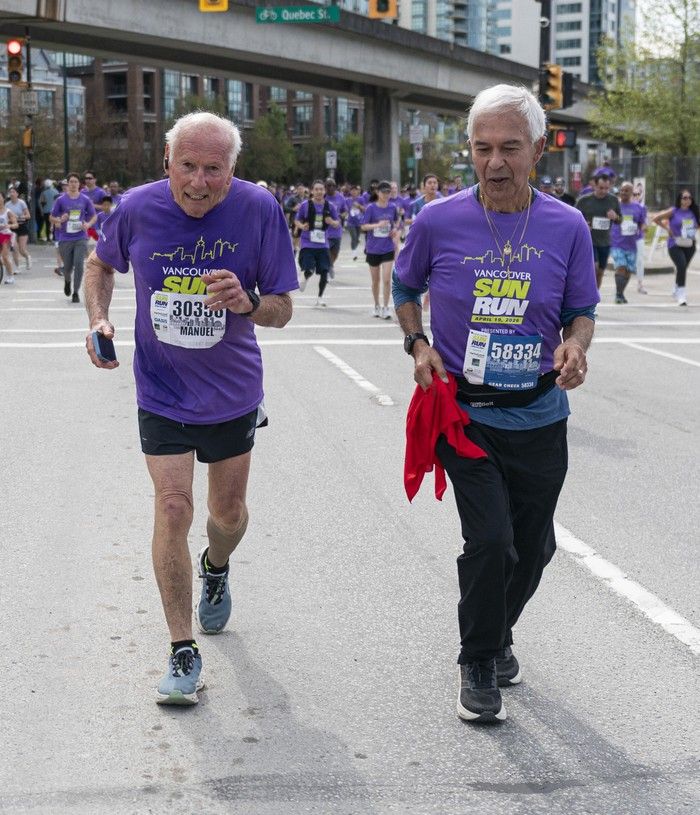 Runners run the course at the 2026 Vancouver Sun Run in Vancouver on April, 19, 2026.