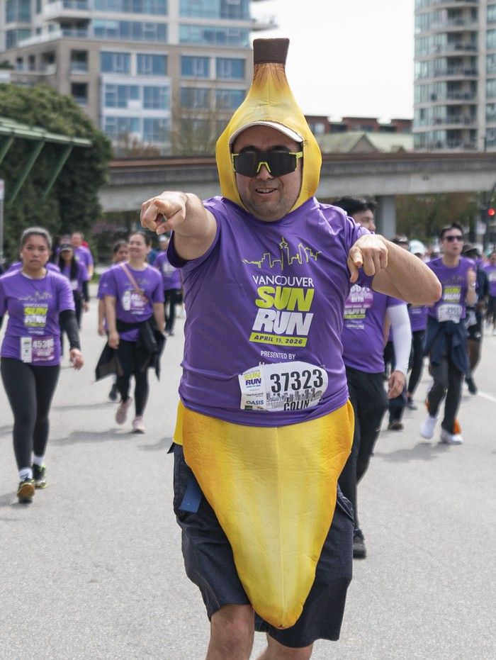 Runners run the course at the 2026 Vancouver Sun Run in Vancouver on April, 19, 2026.