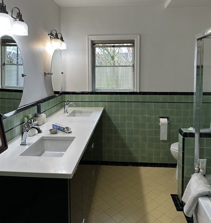 BEFORE: The 80-sq.-ft. bathroom felt smaller because it was long and narrow. For Rebecca Foster, principal and lead designer at Align Interior Design, the solution was to reposition the tub at the end of the room against the outside wall. BEFORE: The 80-sq.-ft. bathroom felt smaller because it was long and narrow. For Rebecca Foster, principal and lead designer at Align Interior Design, the solution was to reposition the tub at the end of the room against the outside wall.
