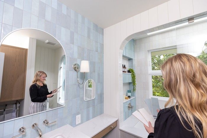 Designer Rebecca Foster created a colour palette and integrated textures with materials like zellige tiles and shiplap cladding to evoke a seaside ambience. Designer Rebecca Foster created a colour palette and integrated textures with materials like zellige tiles and shiplap cladding to evoke a seaside ambience.