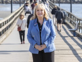 Kerry-Lynne Findlay stands on the pier in White Rock on April 22, 2025.