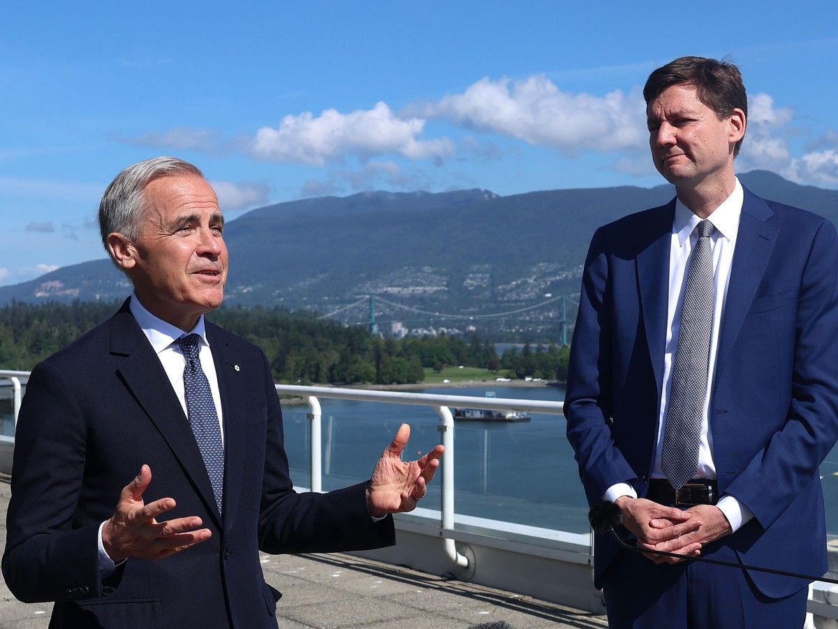 Prime Minister Mark Carney meets with BC Premier David Eby during bilateral talks in Vancouver May 20.