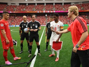 Stephen Kalyn, the breakout star of the new hockey romance series Off Campus, was a Coca-Cola Coin Toss Ambassador at the FIFA World Cup match between Switzerland and Canada on June 24 at B.C. Place Stadium.