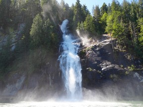 One of the many waterfalls along the way while exploring Toba Inlet.