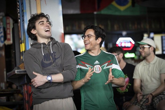 Soccer fans watch the opening match of the FIFA World Cup 2026 at The Cambie in Vancouver on June 11, 2026. Fans congregated in several areas Thursday to watch the opening match, including the FIFA Pedestrian Zone in downtown Vancouver.