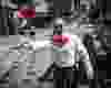 Mexican soccer fan Alejandro Frias on The FIFA Pedestrian Zone on Granville Street in downtown Vancouver Thursday, June 11, 2026.