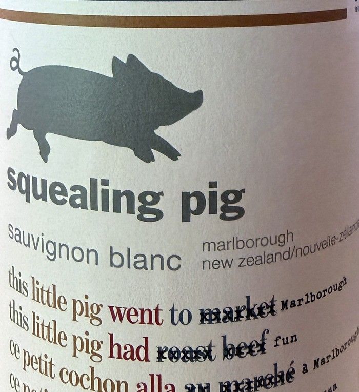 Bottle of Squealing Pig Sauvignon Blanc.