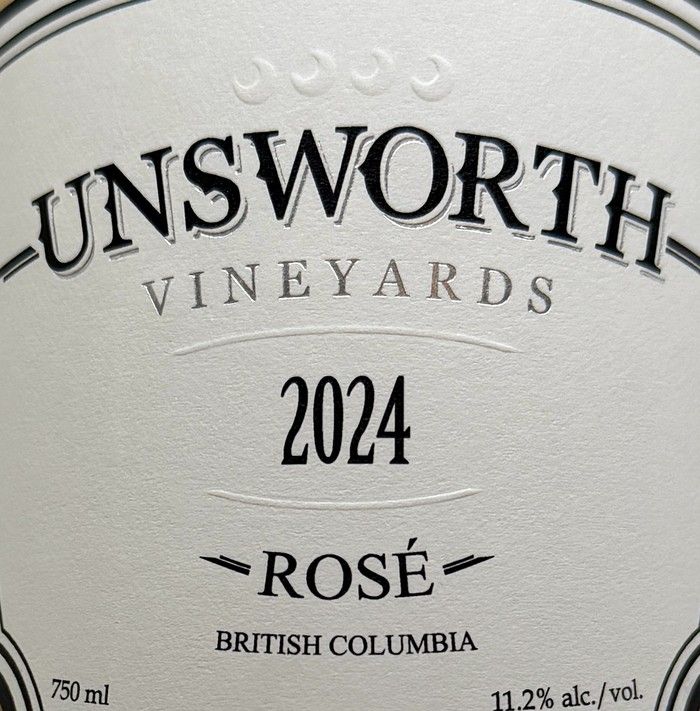 Bottle of Unsworth Vineyards Rosé.
