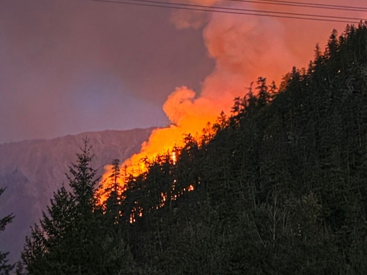 Signal Hill wildfire pictured from Marc Cousineau's apartment complex on Wednesday night, the night the evacuation alert was activated by authorities.
