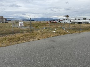 Damage to the perimeter fence at the Abbotsford airport
