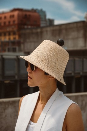 The Tate bead bucket hat, US$259 at Claudia Schulz, claudiaschulz.com.