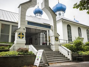 A sign advertises the Montessori daycare at the Russian Orthodox Church at 75 East 43rd Ave. in Vancouver.
