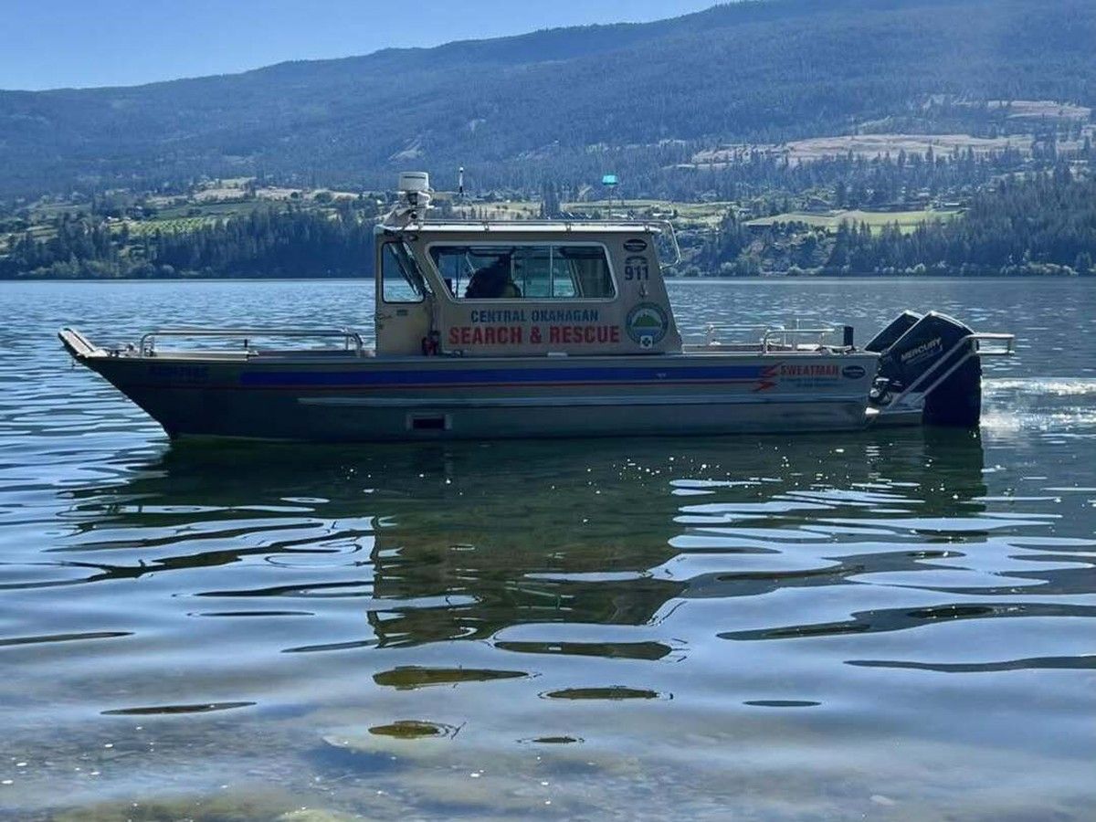 Central Okanagan Search and Rescue vessel looking for a missing kayaker on June 19, 2026. The kayaker was later found deceased due to drowning. Central Okanagan Search and Rescue vessel looking for a missing kayaker on June 19, 2026. The kayaker was later found deceased due to drowning.