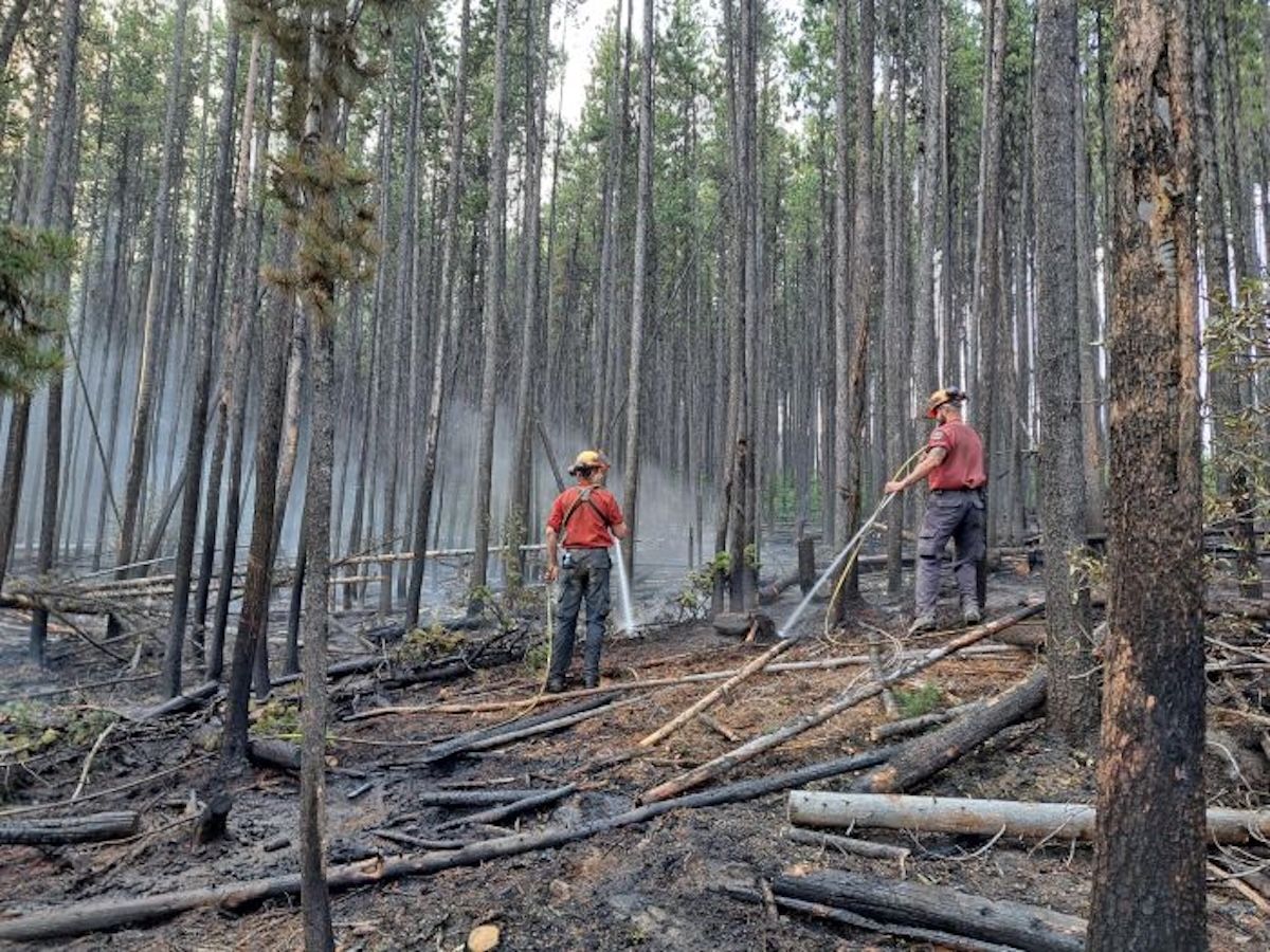 Firefighters work to mop up the Bald Range wildfire. Firefighters work to mop up the Bald Range wildfire.