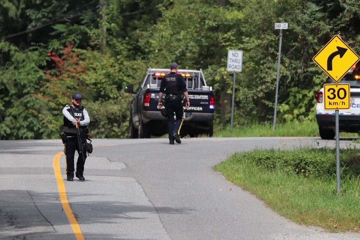  Police and conservation officers were on the scene in Maple Ridge, where a person was reportedly mauled by a bear on Sunday, Aug. 9, 2026.