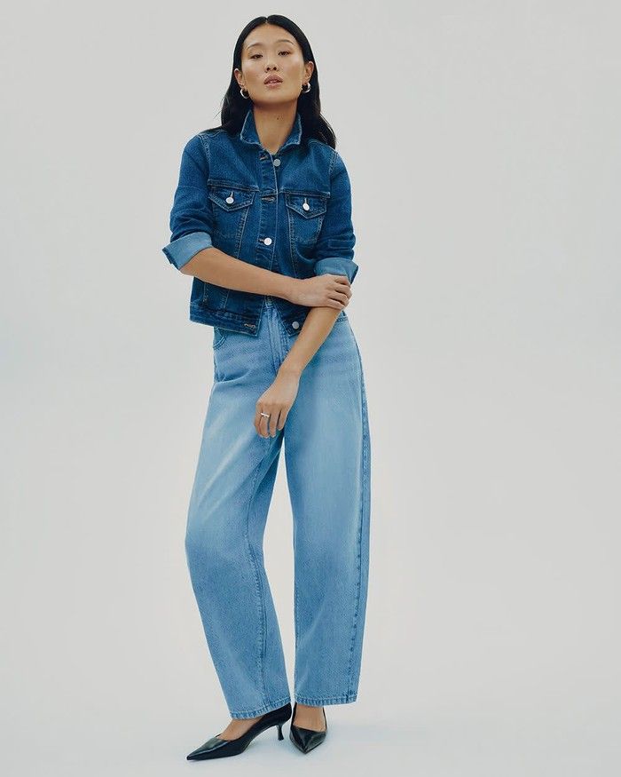 High-rise barrel jeans, $69.90 at Reitmans, reitmans.com.