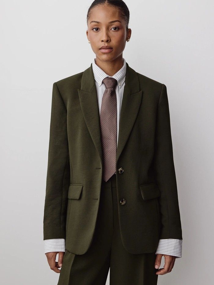 Relaxed-fit two-button blazer, $189.90 at RW & Co., rw-co.com.