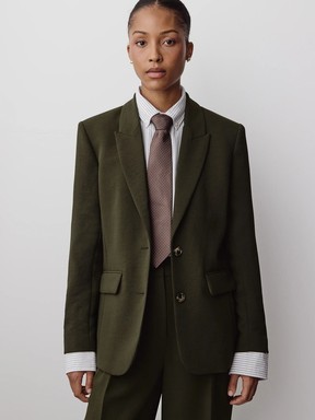 Relaxed-fit two-button blazer, $189.90 at RW & Co., rw-co.com.