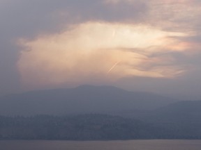 Smoke but no fires seen over Summerland as seen from Sun Rock Lookout in Naramata in Penticton the evening of Aug. 10, 2026.