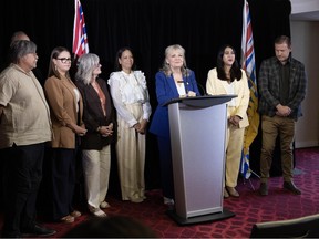 B.C. Conservative leader Hon. Kerry-Lynne Findlay leads a press conference at The Pinnacle Hotel Harbourfront in Vancouver, August 25, 2026.