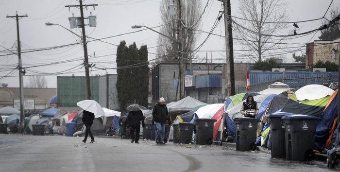  December 17, 2017. The tent city on the Surrey Strip.