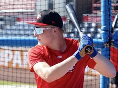 JoJo Parker, seen here playing for the Vancouver Canadians, is the No. 1-ranked prospect in the Toronto Blue Jays system, according to MLB Pipeline.