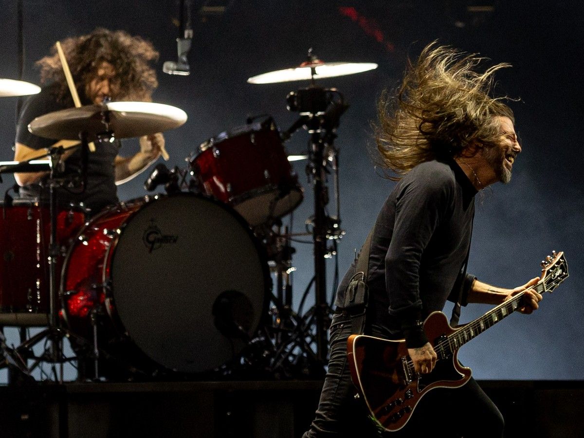 Foo Fighters frontman Dave Grohl performs at Mosaic Stadium in Regina on Tuesday, Sept. 15, 2026.