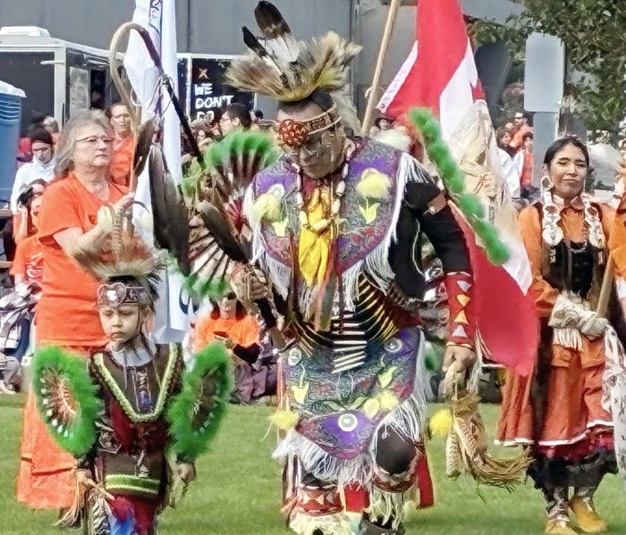  Dancers at the gathering in New Westminster’s Queen’s Park to mark Truth and Reconciliation Day on Sept. 30.