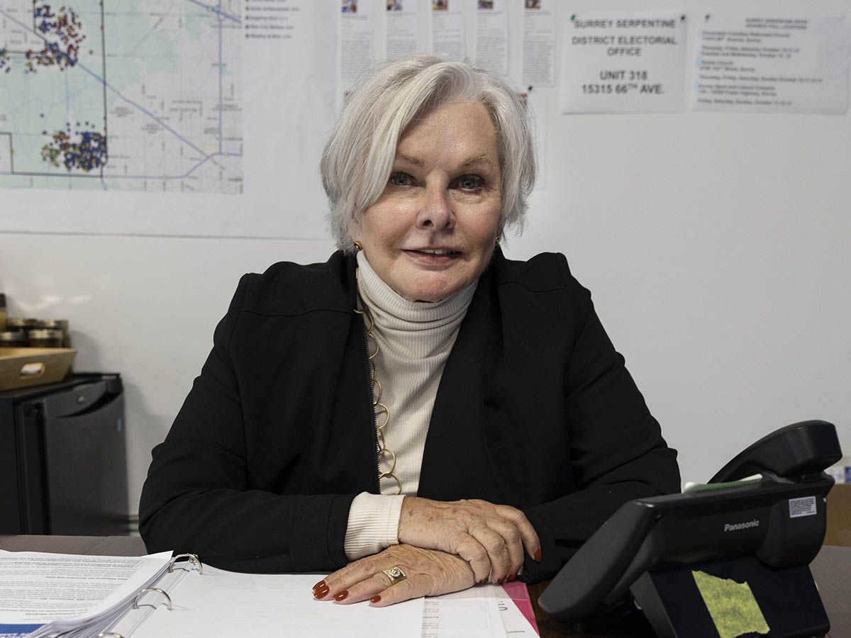 Surrey-Serpentine River MLA Linda Hepner, pictured in her campaign office in a 2024 file photo.