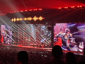 Bruno Mars performs at B.C. Place to kick off the first of a five-night concert run in Vancouver on Wednesday, Oct. 14, 2026.