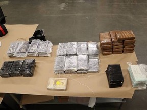 Drugs found in a duffel bag in a truck intercepted at the Canada-US border by CBSA.