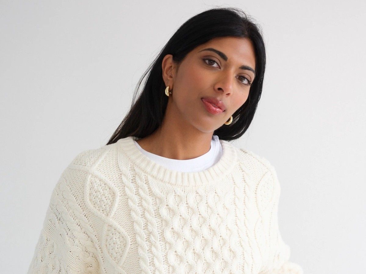 Irish cable knit sweater, $179 at Brunette, brunettethelabel.com.