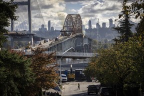 Final preparations were underway Saturday to remove the centre span of the Pattullo Bridge over the Fraser River between New Westminster and Surrey.