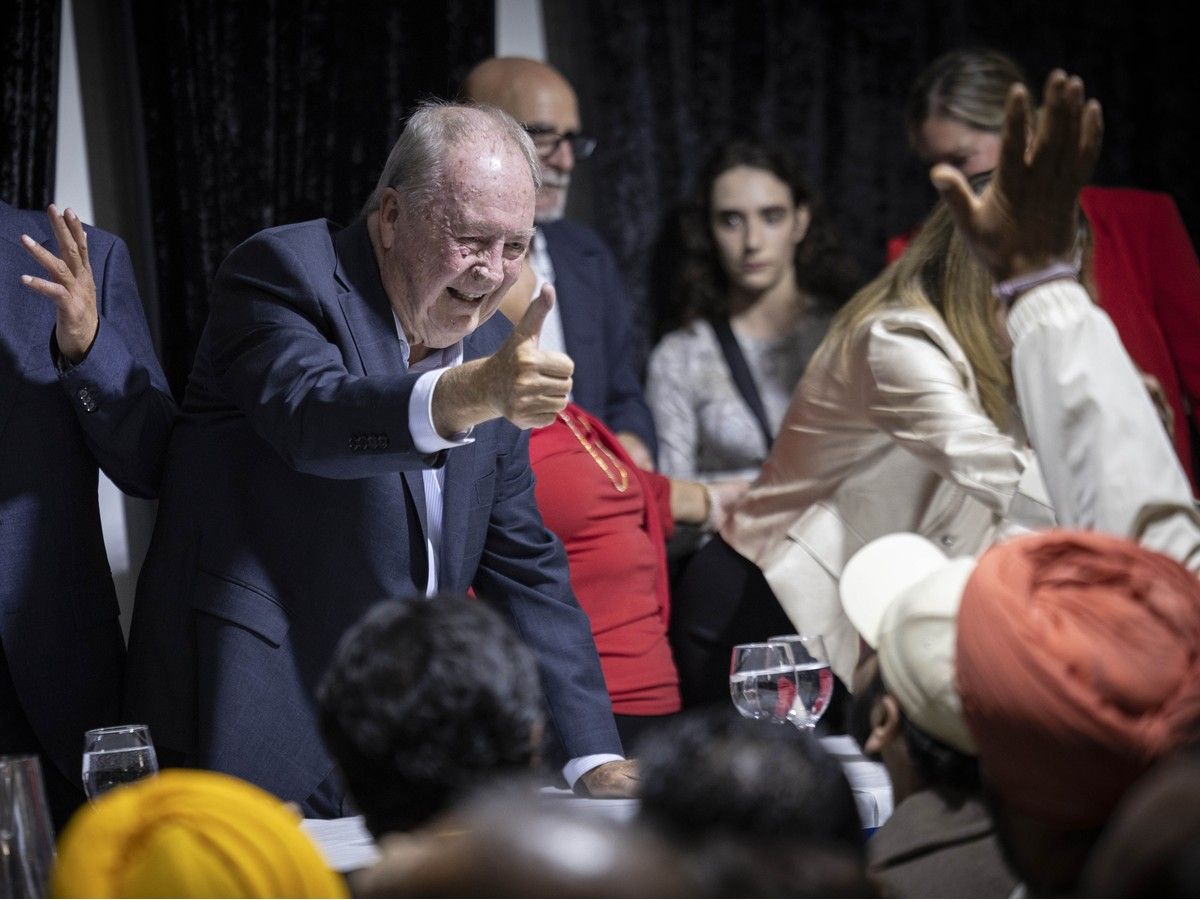 Surrey mayor-elect Doug McCallum and his Safe Surrey Coalition celebrate their win in front of throngs of supporters at their election night event in Surrey Saturday, October 17, 2026. McCallum beat incumbent mayor Brenda Locke.