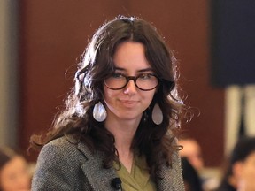 B.C. Green party leader Emily Lowan told the board of trade guests: 'I'm the only leader here with a vision for B.C. that thinks about the next 50 years instead of the last 50.'