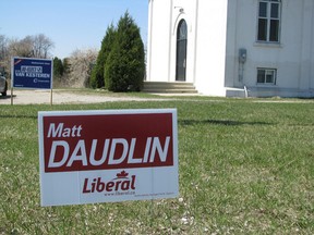 LEAMINGTON - April 13, 2011 - These signs along Highway 3 between Leamington and Wheatley show the federal election is gearing up in the riding of Chatham-Kent-Essex. (Windsor Star-Sharon Hill)