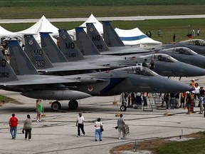 F-15C Eagles were on display during 2009 Windsor International Air Show at Windsor Airport.