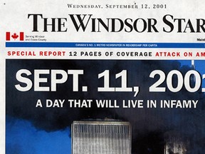 The top of the fold of the Sept. 12, 2001 Windsor Star.
