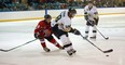 LaSalle Vipers forward Dylan Denomme protects the puck from Leamington Flyers forward Austin Mattson Oct. 12 at the Vollmer Centre. (Photo By: Joel Boyce)