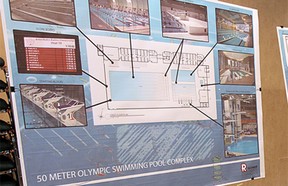 A placard on Windsor's new aquatic centre