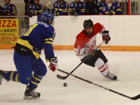 Team Pacific took on Sweden in exhibition action during the U-17 World Hockey Challenge in Essex on Dec. 28, 2011. (Photo By: Joel Boyce)