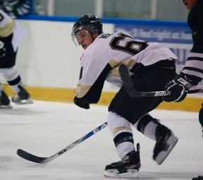 Vipers forward Eric Noel skates to help his teammates against the St. Mary's Lincolns Nov. 23 at the Vollmer Centre. (Photo By: Joel Boyce)