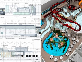 Drawings from competing bids for the design and construction of Windsor's aquatic centre.